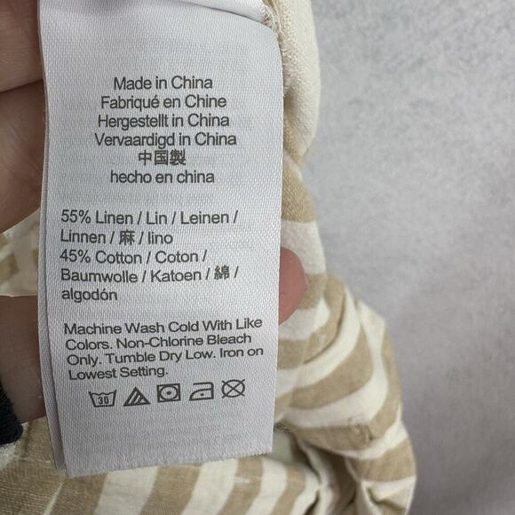 J Crew Womens Sz 6 Tan & White Stripe Linen Blend Paper Bag Waist Wide Leg Pants - Picture 7 of 7